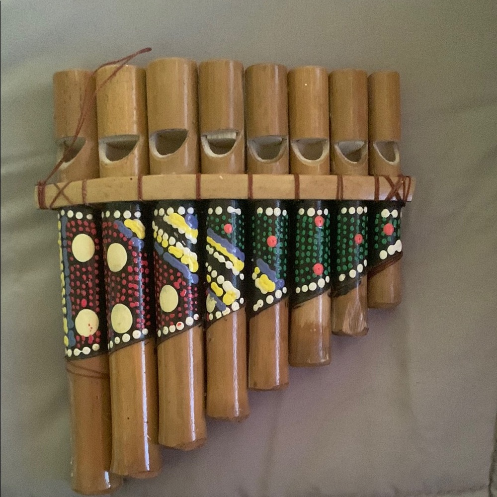 Beautiful Handcrafted Wooden Pan Flute with Colorful Design